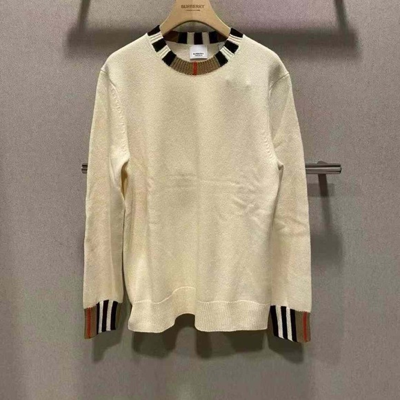 Burberry Sweaters - New Burberry Womens Tilda Icon Striped Collar Sweater White Size S $910+ Tax